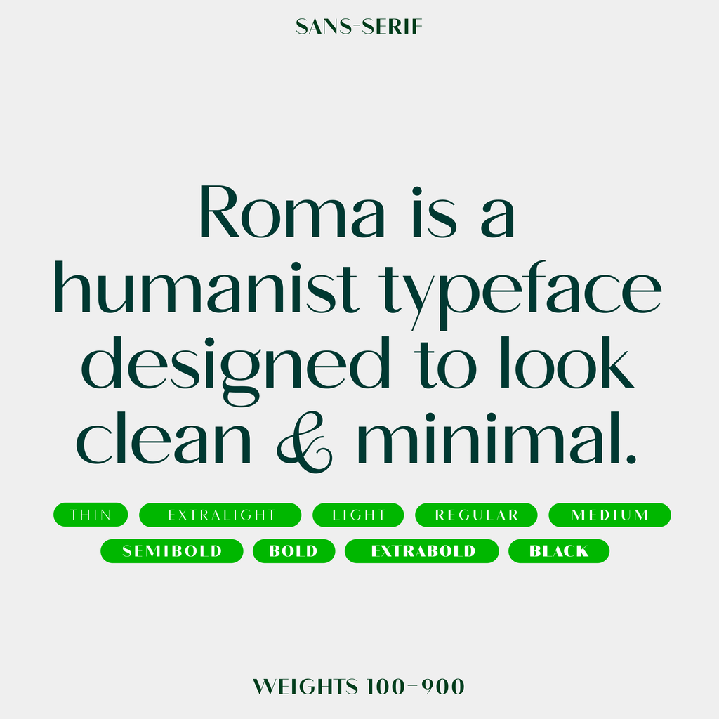 Roma, contrast font for clean and minimal look