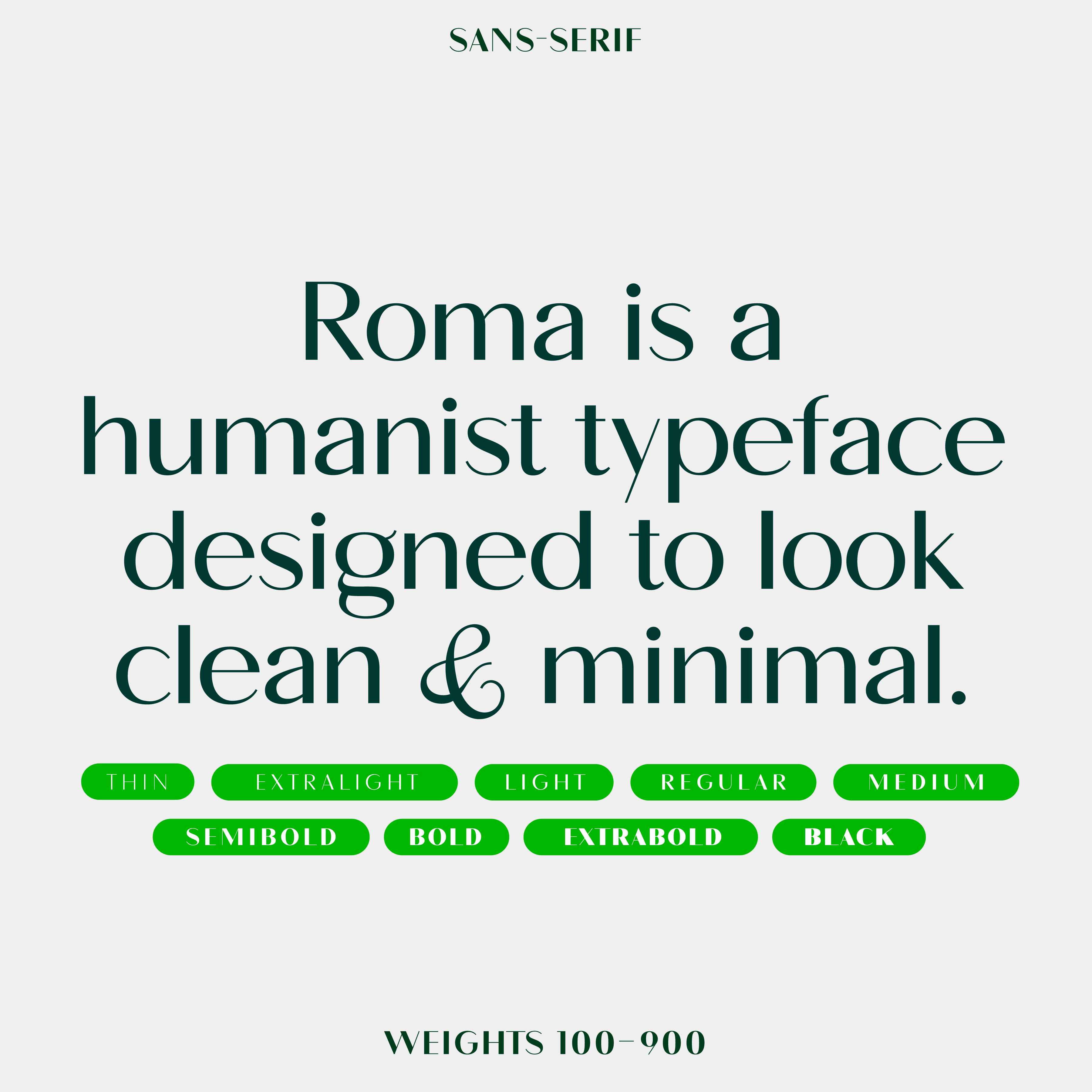 Roma, contrast font for clean and minimal look