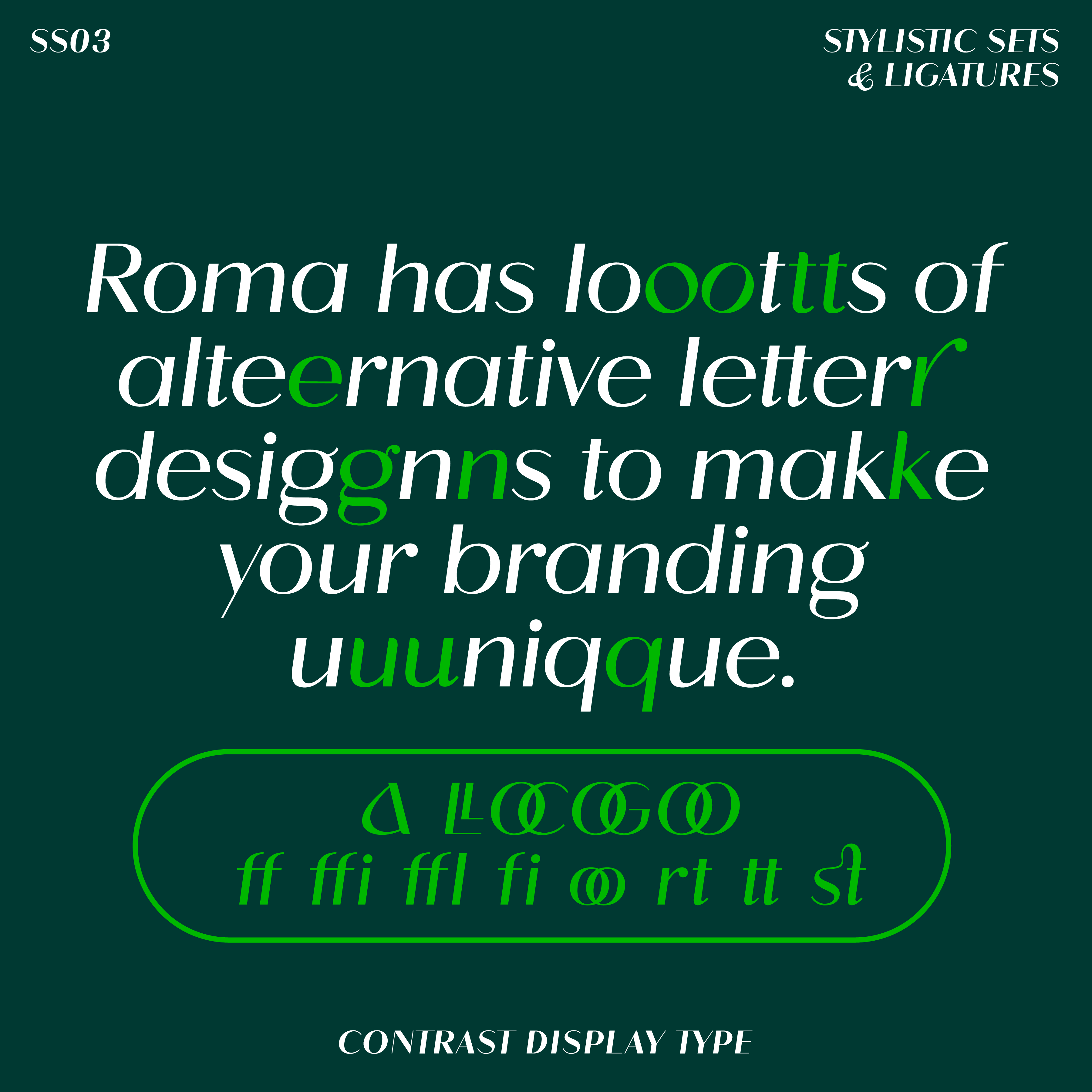 Roma: tipografía de contraste sin serifa (OBLIQUE)