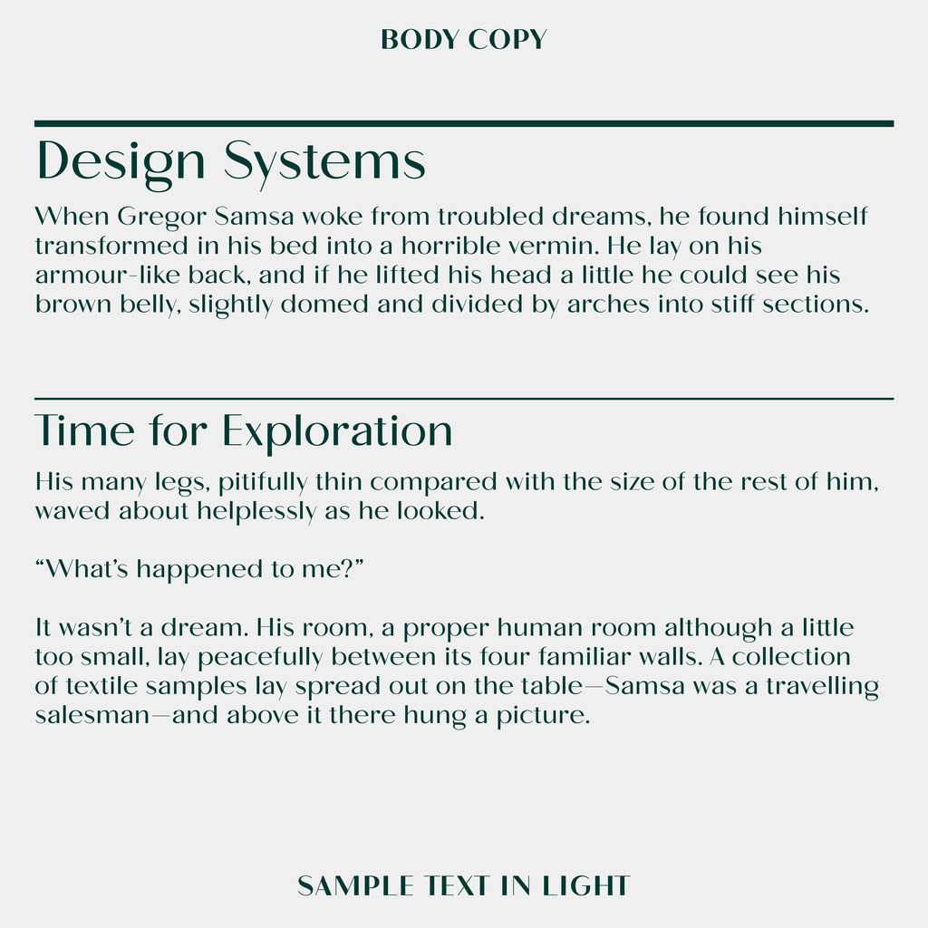 Roma, body copy and headline examples