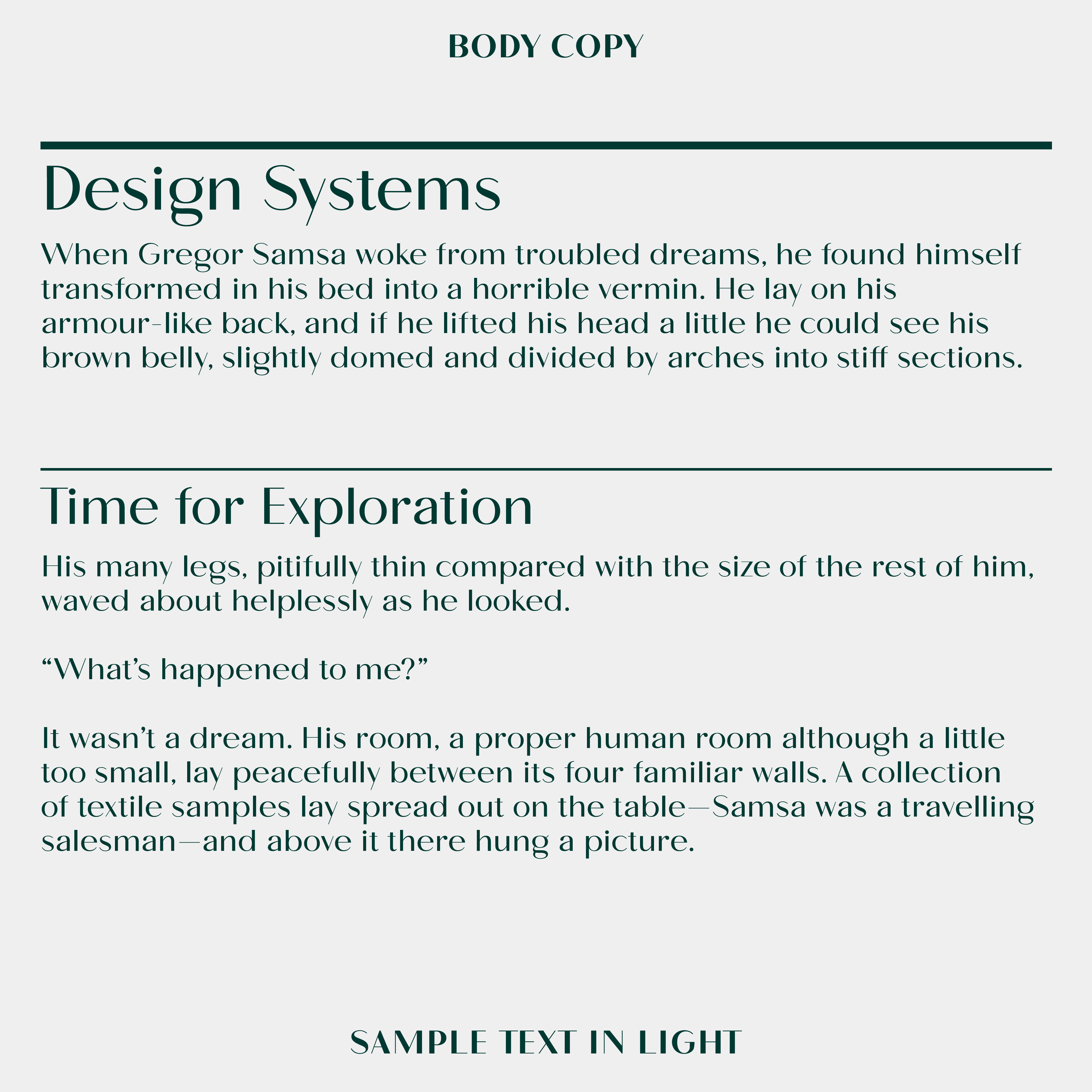 Roma, body copy and headline examples