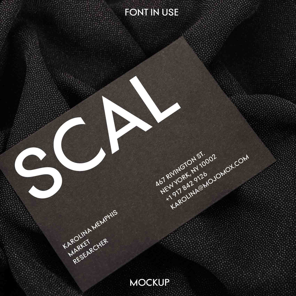 Scal pointy font on business card
