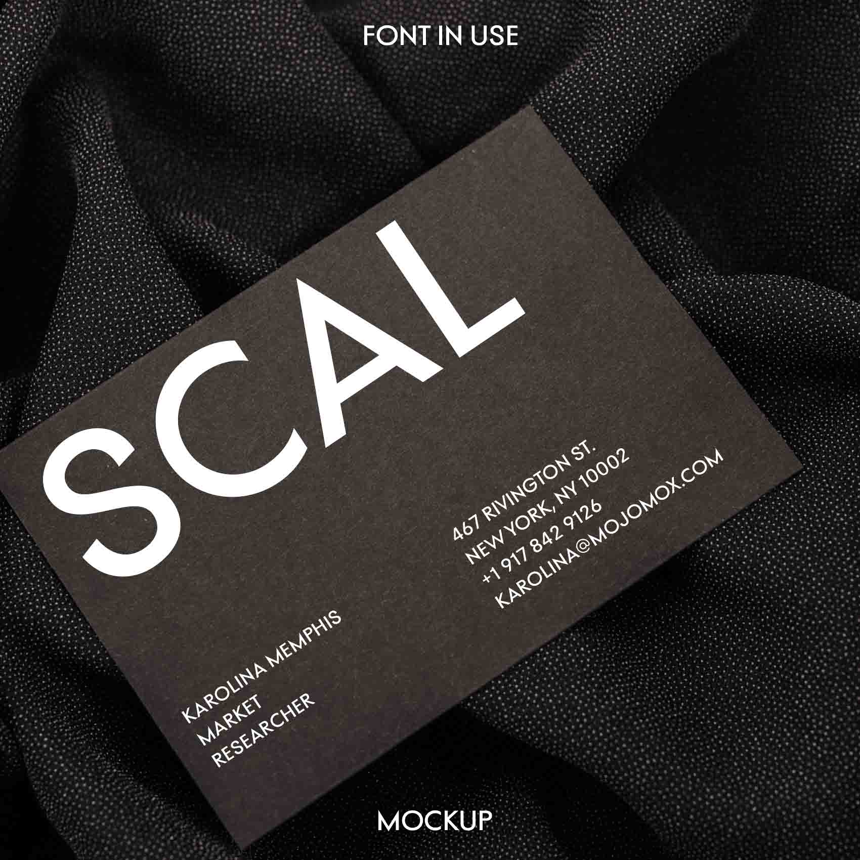 Scal pointy font on business card
