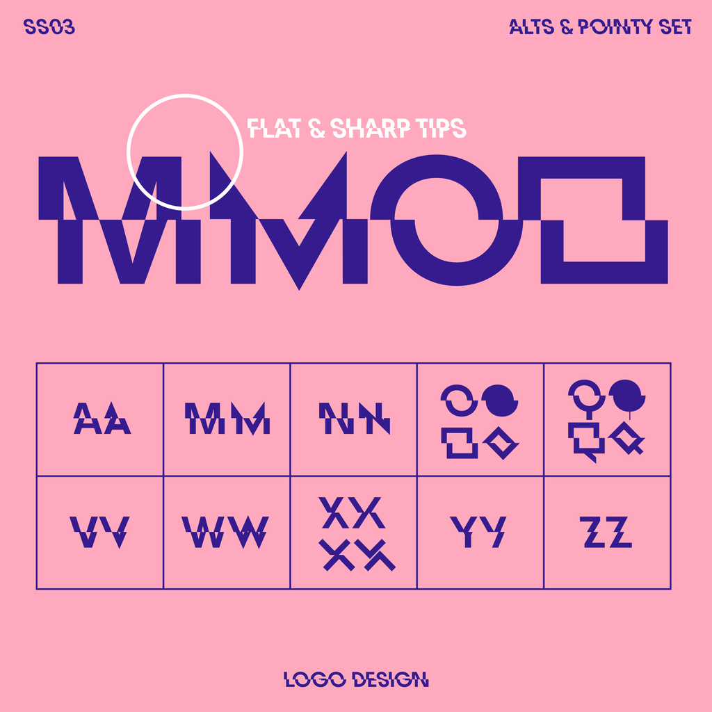 Slye with alts and stylistic sets, pointy letters