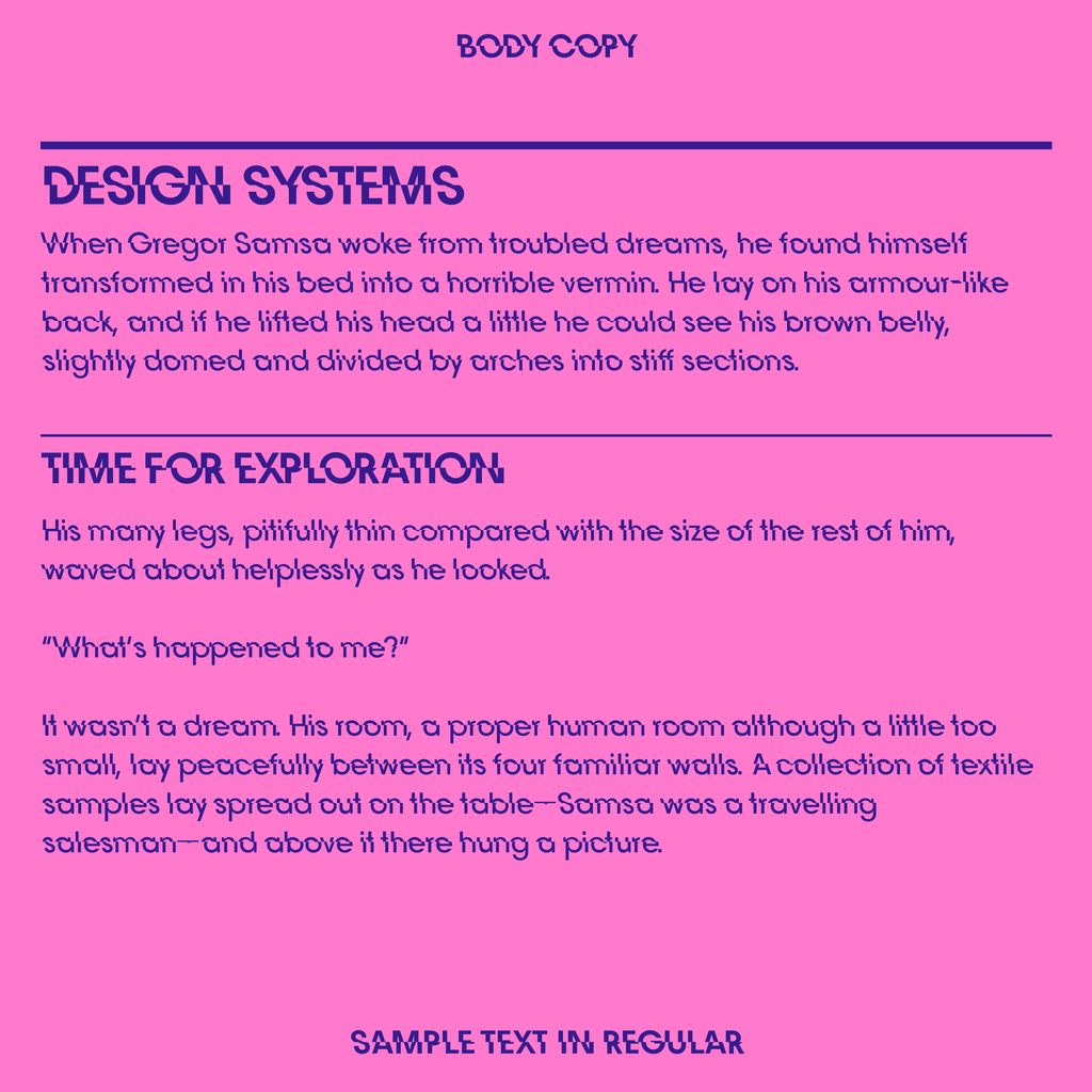 Slye glitch font text example with headlines