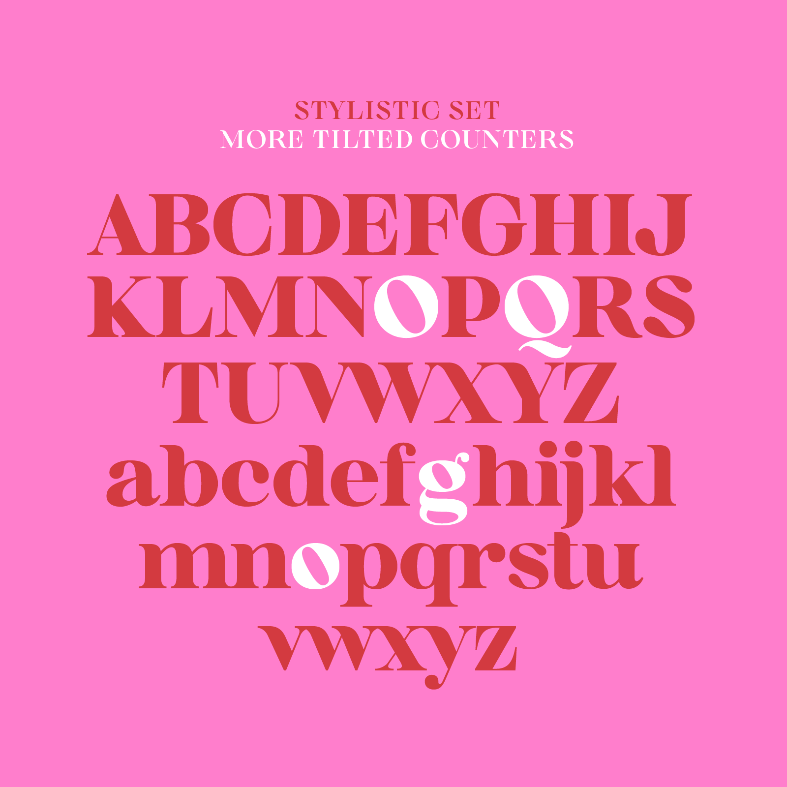 Bauhaus Soft alphabet shown with more tilted counters, a stylistic alternate