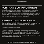 Soya headline and body text sample