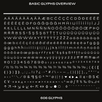 Complete glyph set overview for the Soya extended editorial display font