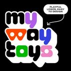 Toy brand logo and wordmark examples set in the Plox bubble block display font