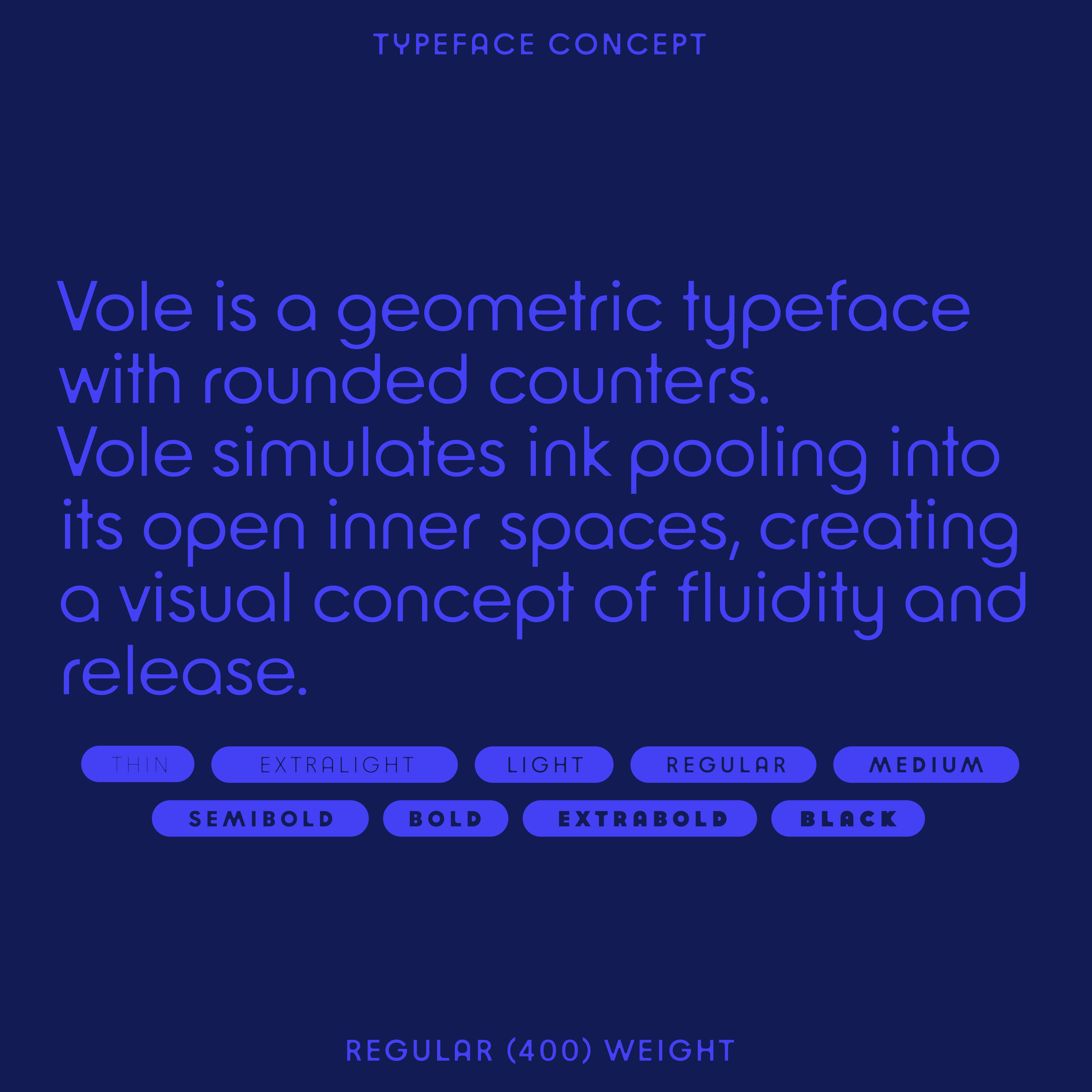 Vole font rounded counters, fluid