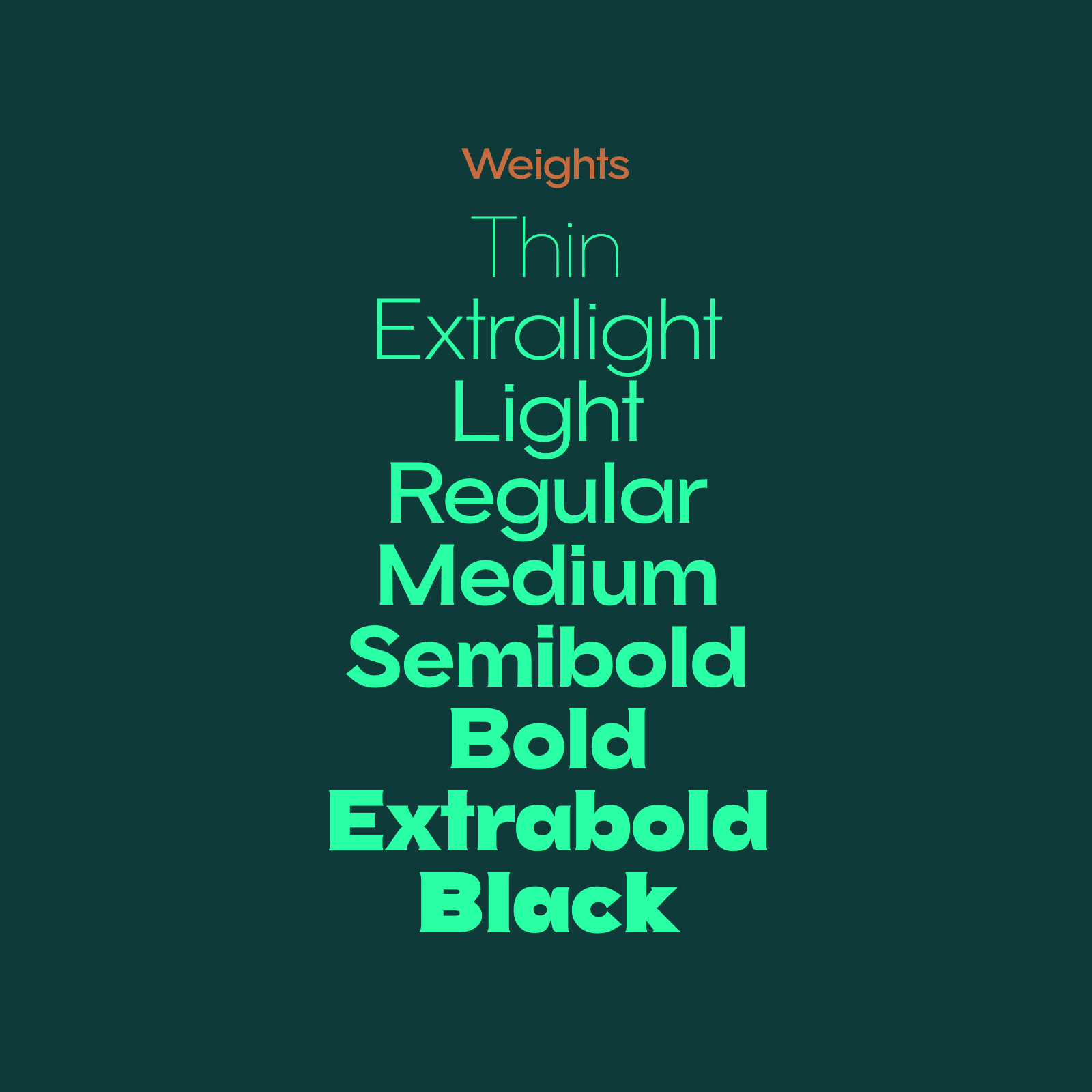 Walnuss expanded serif font weight names stack