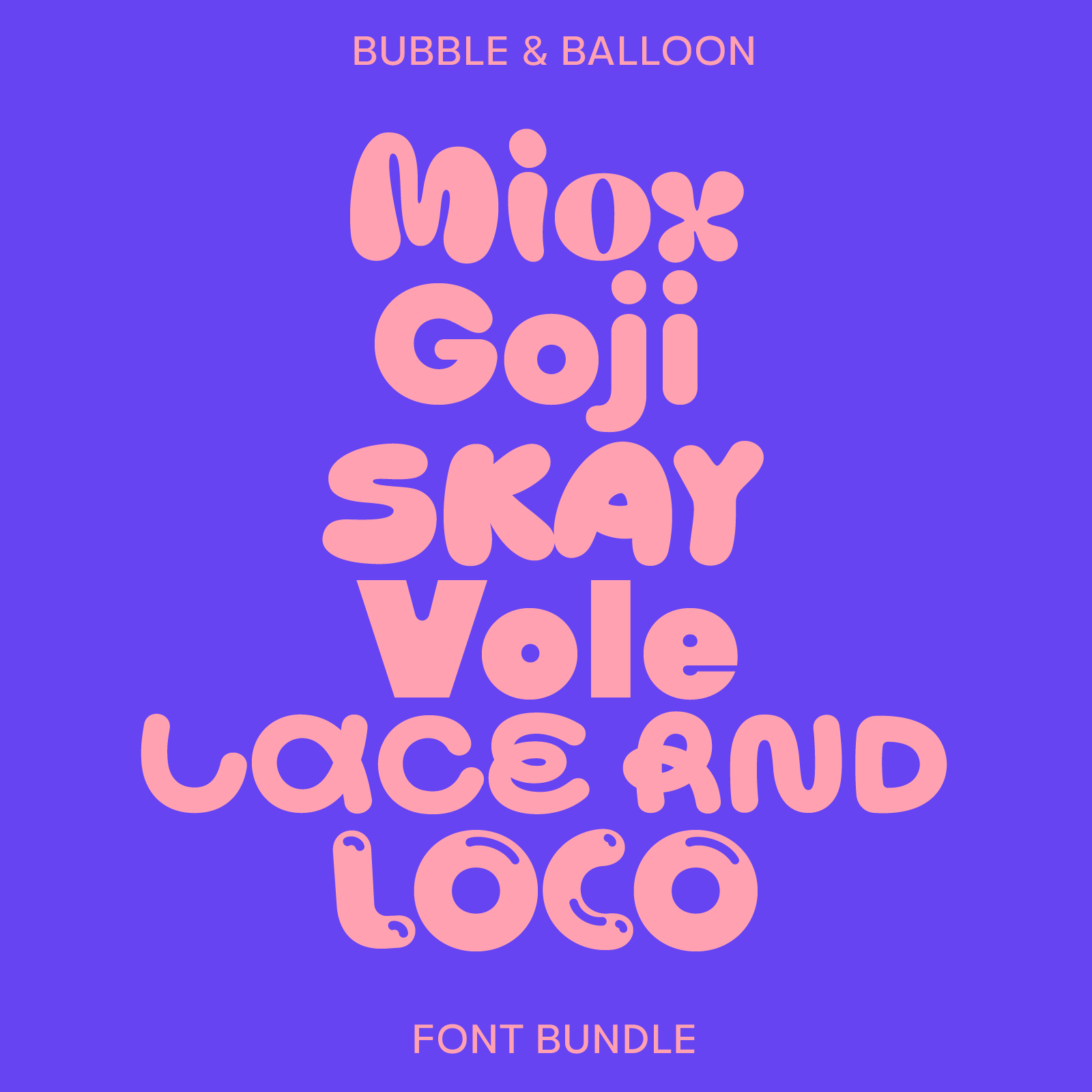 Bubble & Balloon Pack, overview of all six included fonts