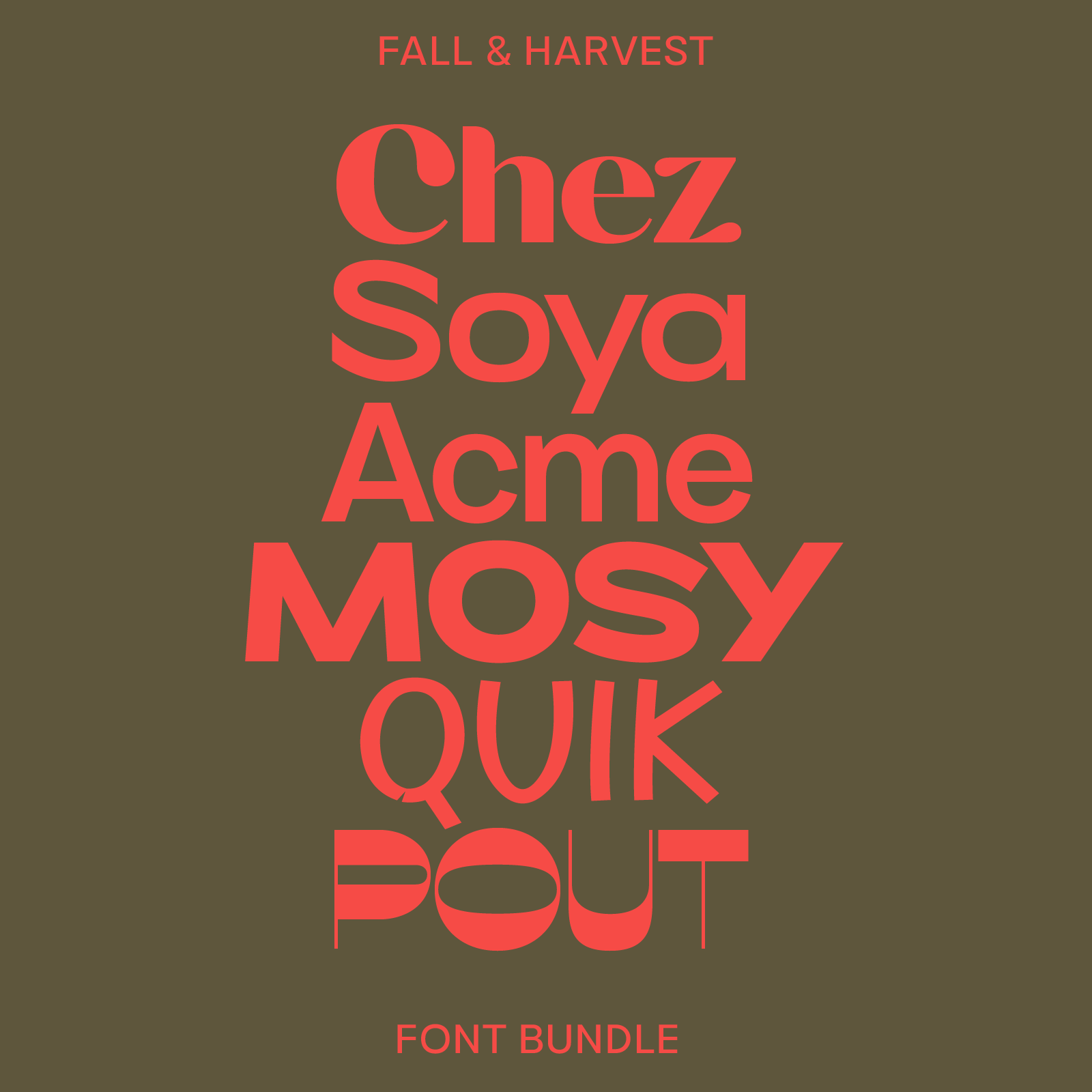 Fall & Harvest Pack, overview of all six included fonts