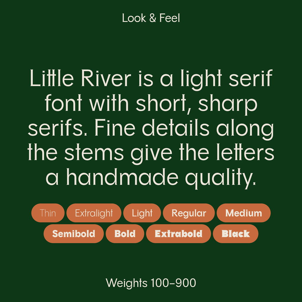little river sophisticated font description and weights