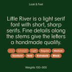 little river sophisticated font description and weights