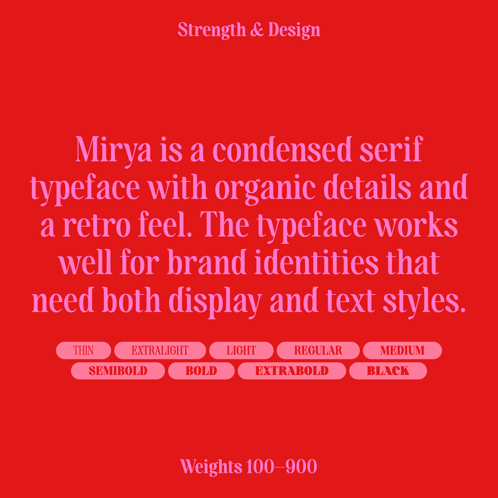 mirya soft condensed serif font description and weights
