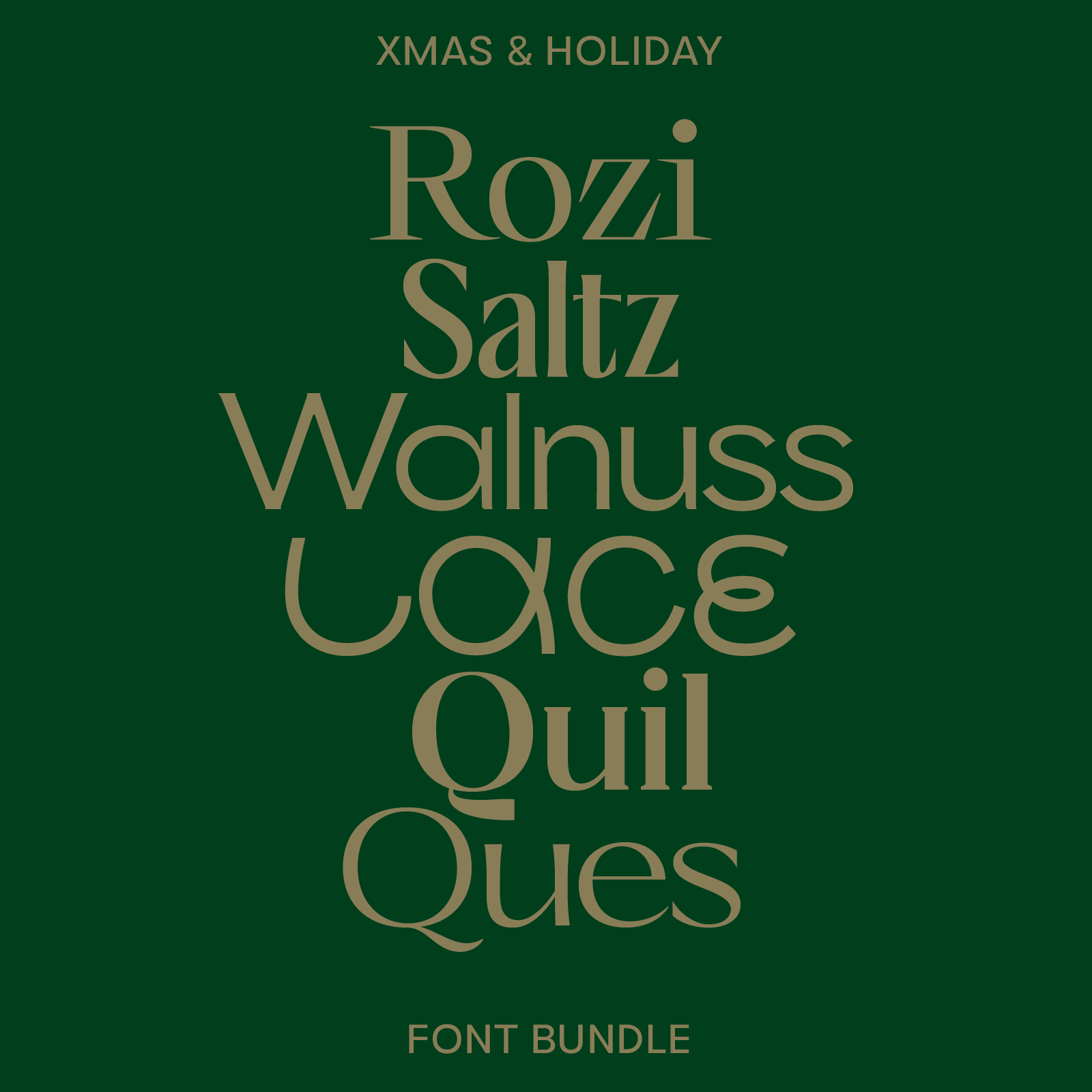 Xmas & Holiday Pack, overview of all six included fonts