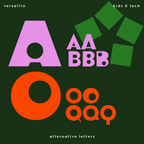 Bool, playful logo font, alternative letters