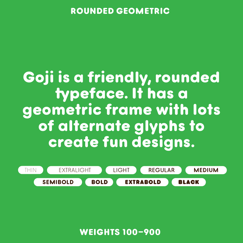 Goji typeface character description