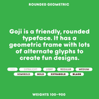 Goji typeface character description