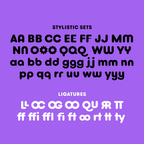 Goji font alternate letters overview and ligatures