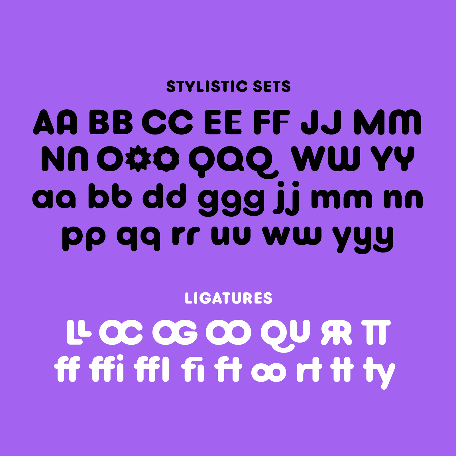 Goji font alternate letters overview and ligatures