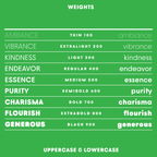 Goji font weights overview