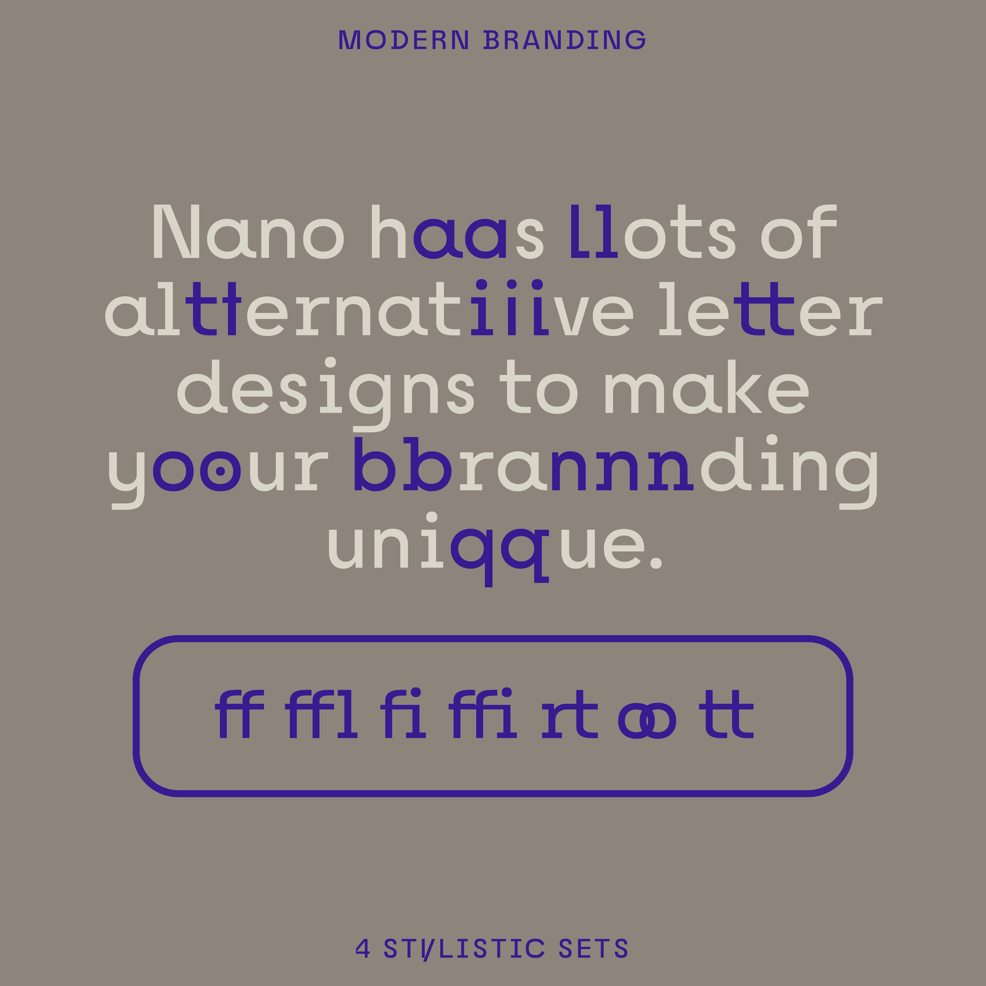 Nano font, stylistic sets