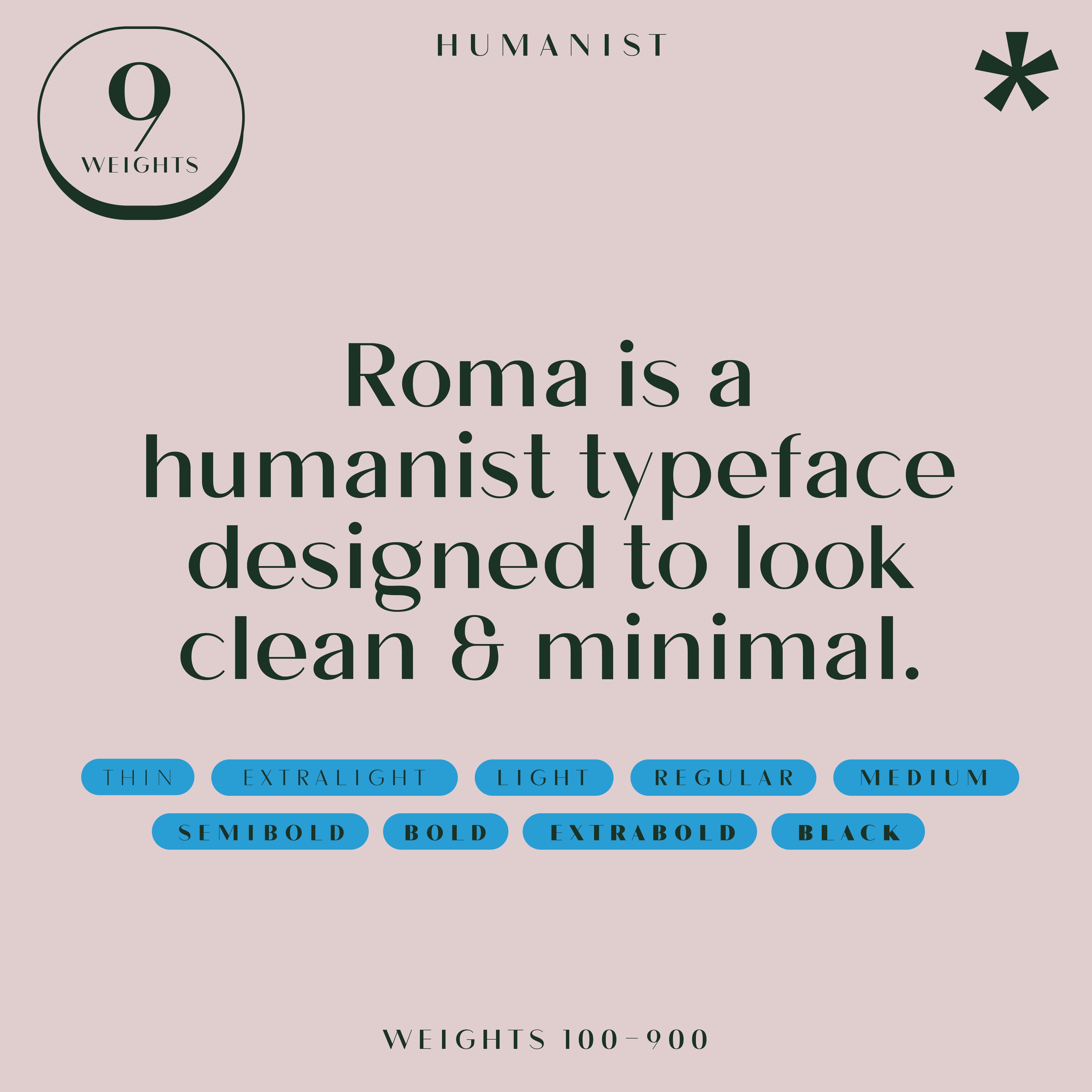 Roma humanist type font weights